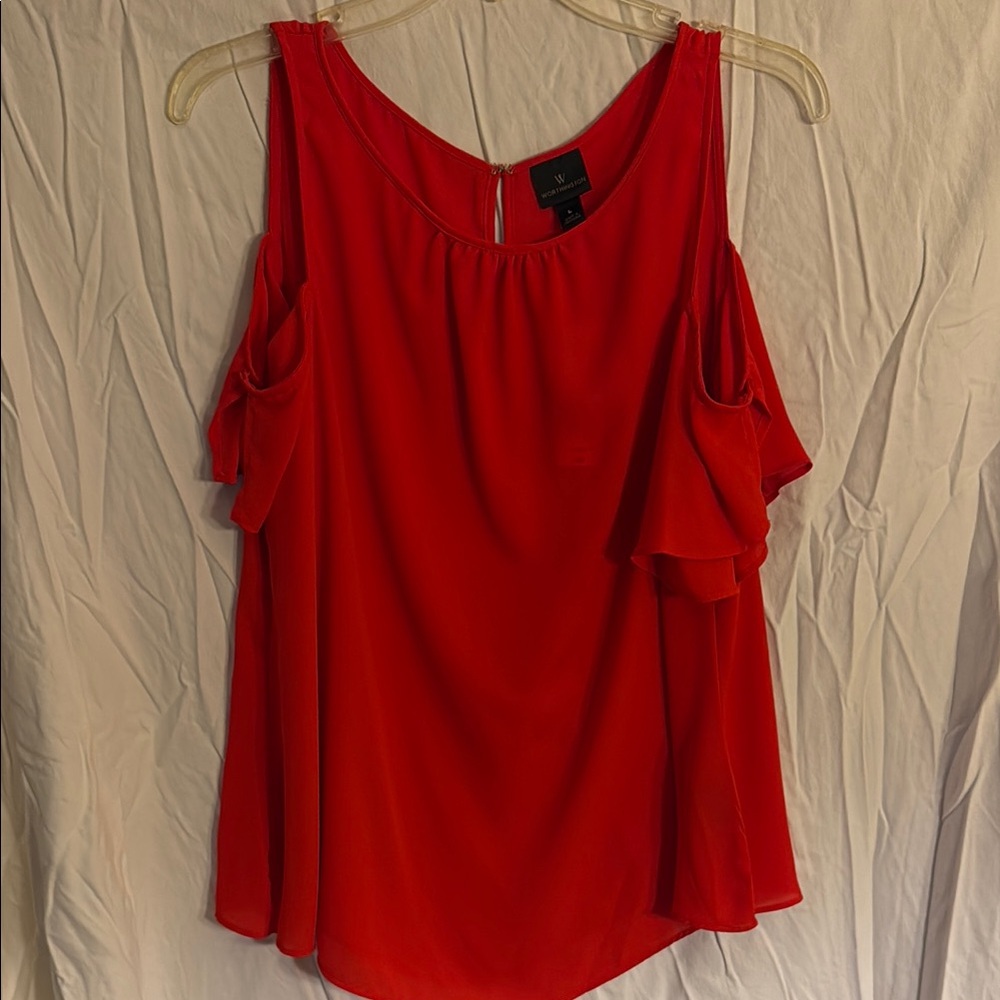 Worthington Red Cold Shoulder Top NWT